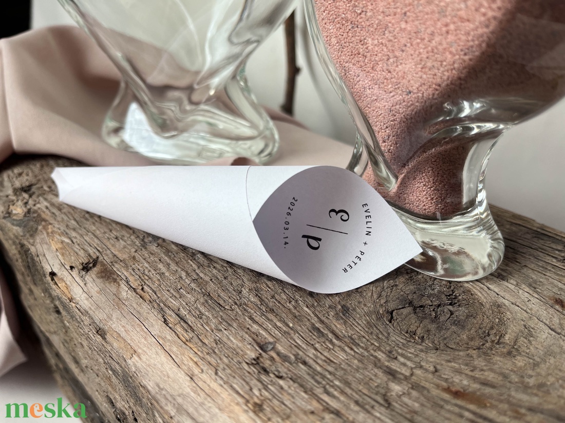 Homokceremónia szett masnival, Esküvői ceremónia szett, Homok ceremónia, Homoköntő ceremónia tölcsérrel - esküvő - emlék & ajándék - nászajándék - ceremónia szett - Meska.hu