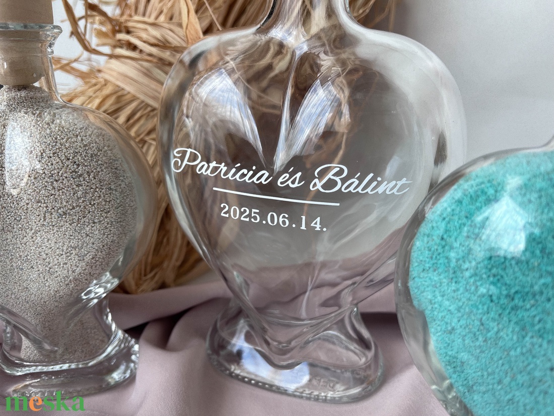 Esküvői ceremónia szett, Homokceremónia szett, Homok ceremónia, Homoköntő ceremónia tölcsérrel - esküvő - emlék & ajándék - nászajándék - ceremónia szett - Meska.hu