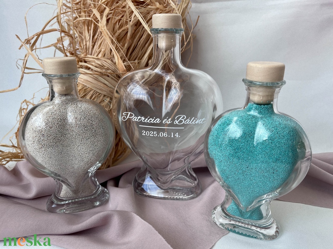 Esküvői ceremónia szett, Homokceremónia szett, Homok ceremónia, Homoköntő ceremónia tölcsérrel - esküvő - emlék & ajándék - nászajándék - ceremónia szett - Meska.hu