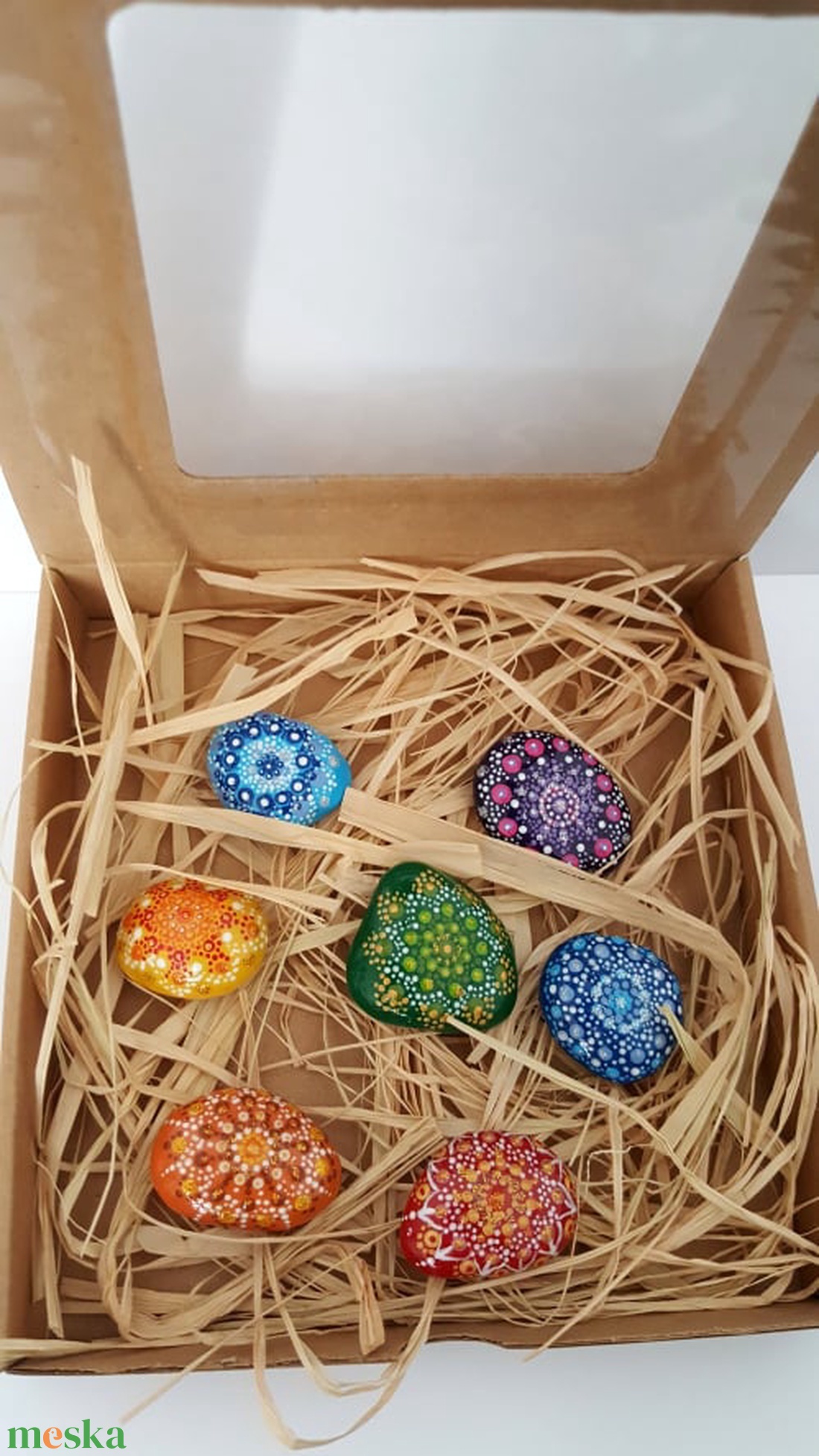 csakra színek manadala stílusú harmónia ajándék kő szett 7 darabos - otthon & életmód - dekoráció - spiritualitás - mandala - Meska.hu