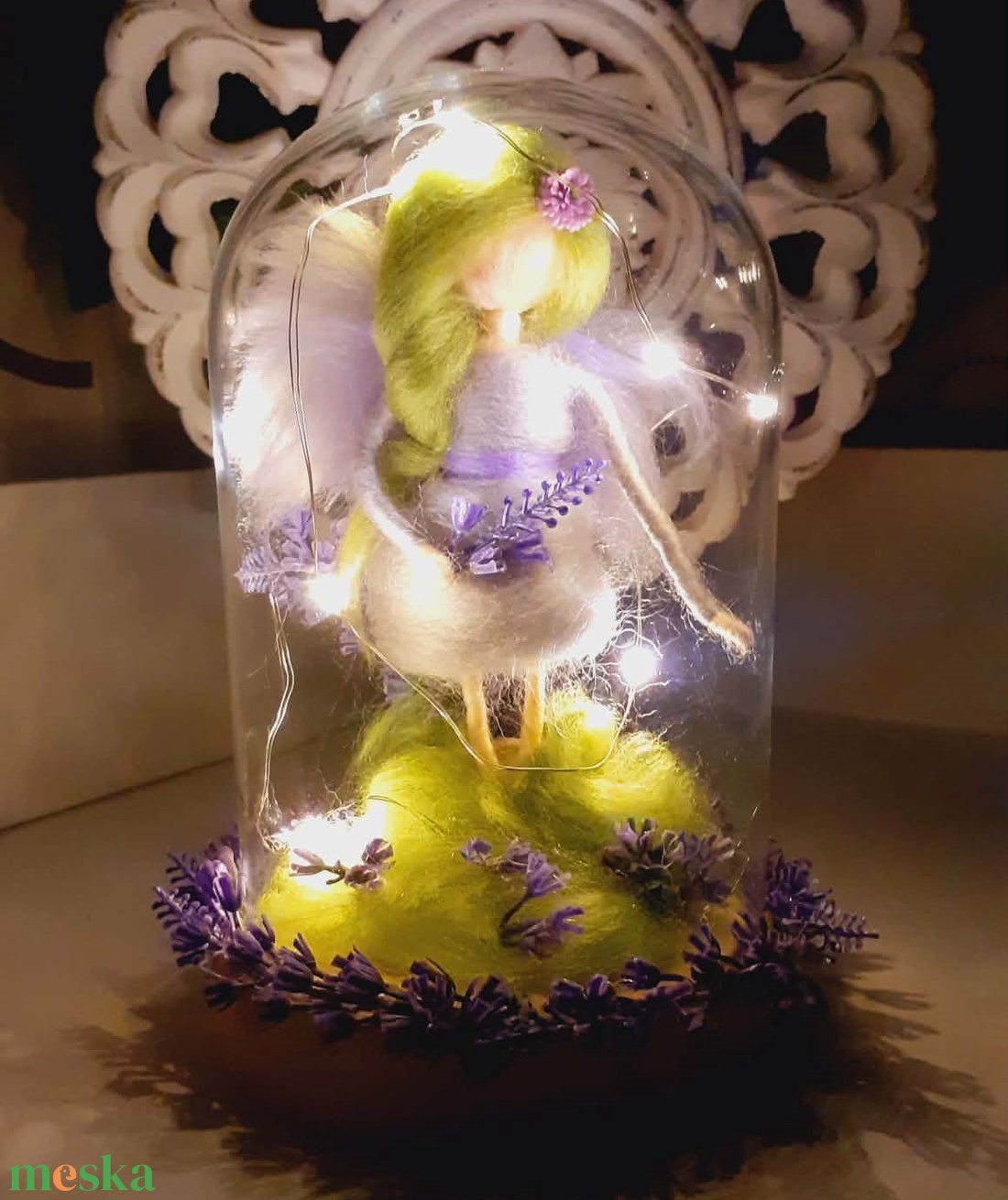 Waldorf álomhozó éjjeli levedula gyapjútündér  - baba - mama - babaszoba dekoráció - éjszakai fény - Meska.hu