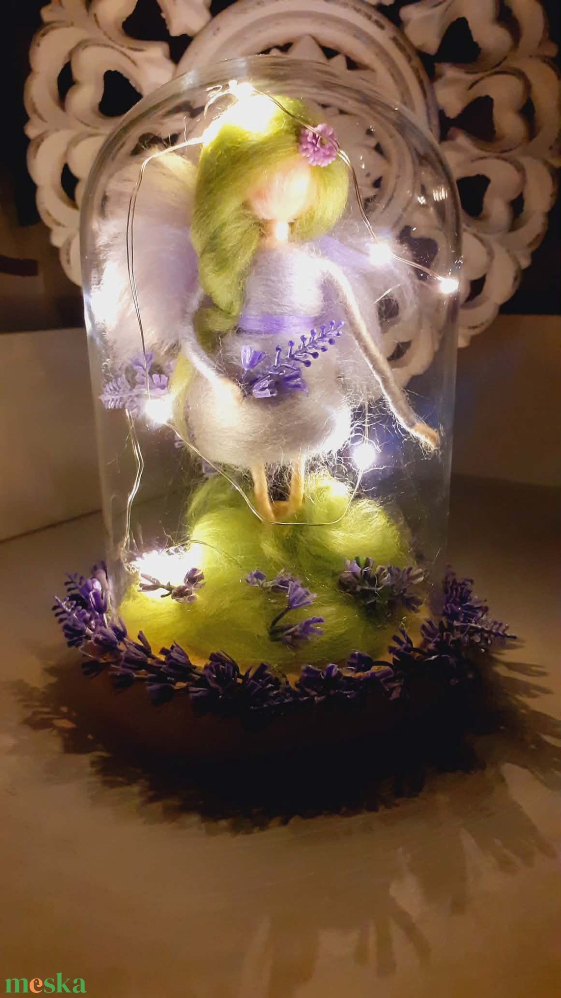 Waldorf álomhozó éjjeli levedula gyapjútündér  - baba - mama - babaszoba dekoráció - éjszakai fény - Meska.hu