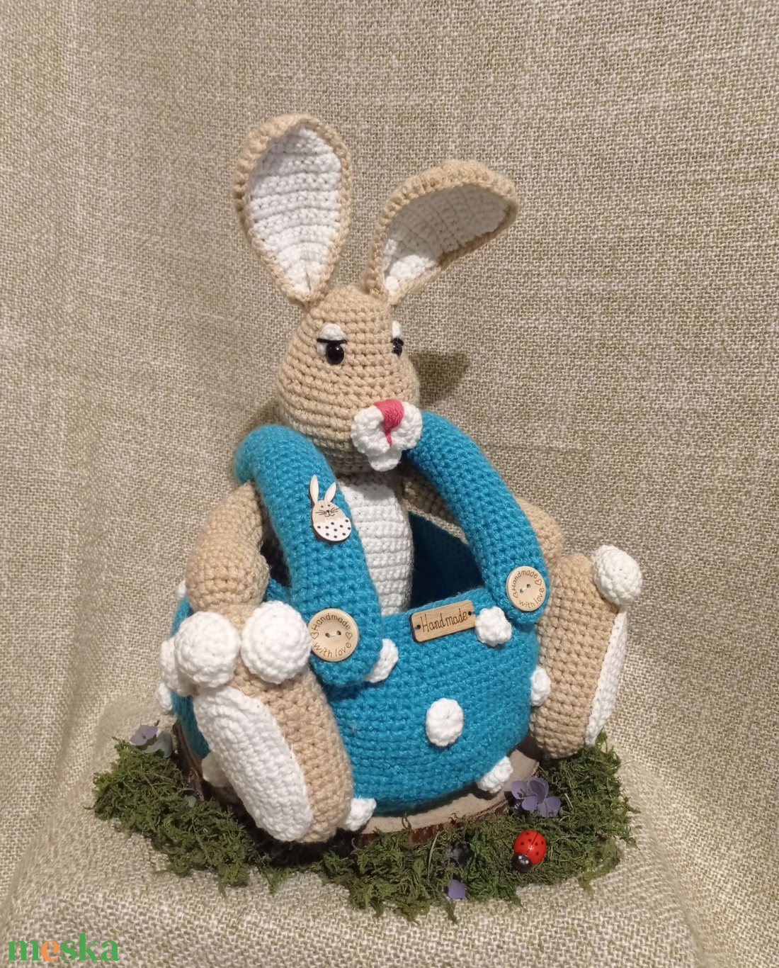 Húsvéti tojástároló amigurumi nyuszi - otthon & életmód - tárolás & rendszerezés - tárolókosár - Meska.hu