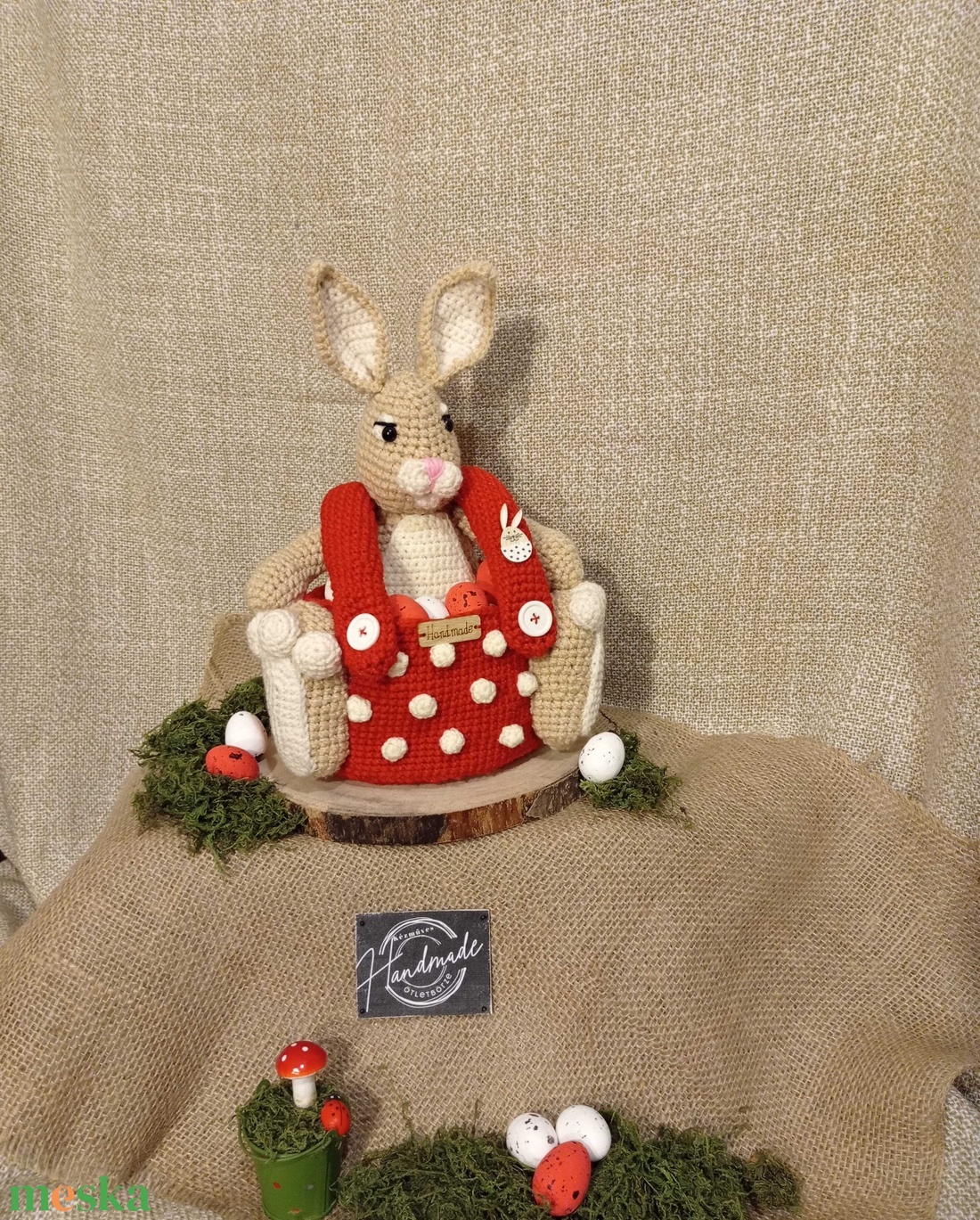 Húsvéti tojástároló amigurumi nyuszi, piros - otthon & életmód - tárolás & rendszerezés - tárolókosár - Meska.hu