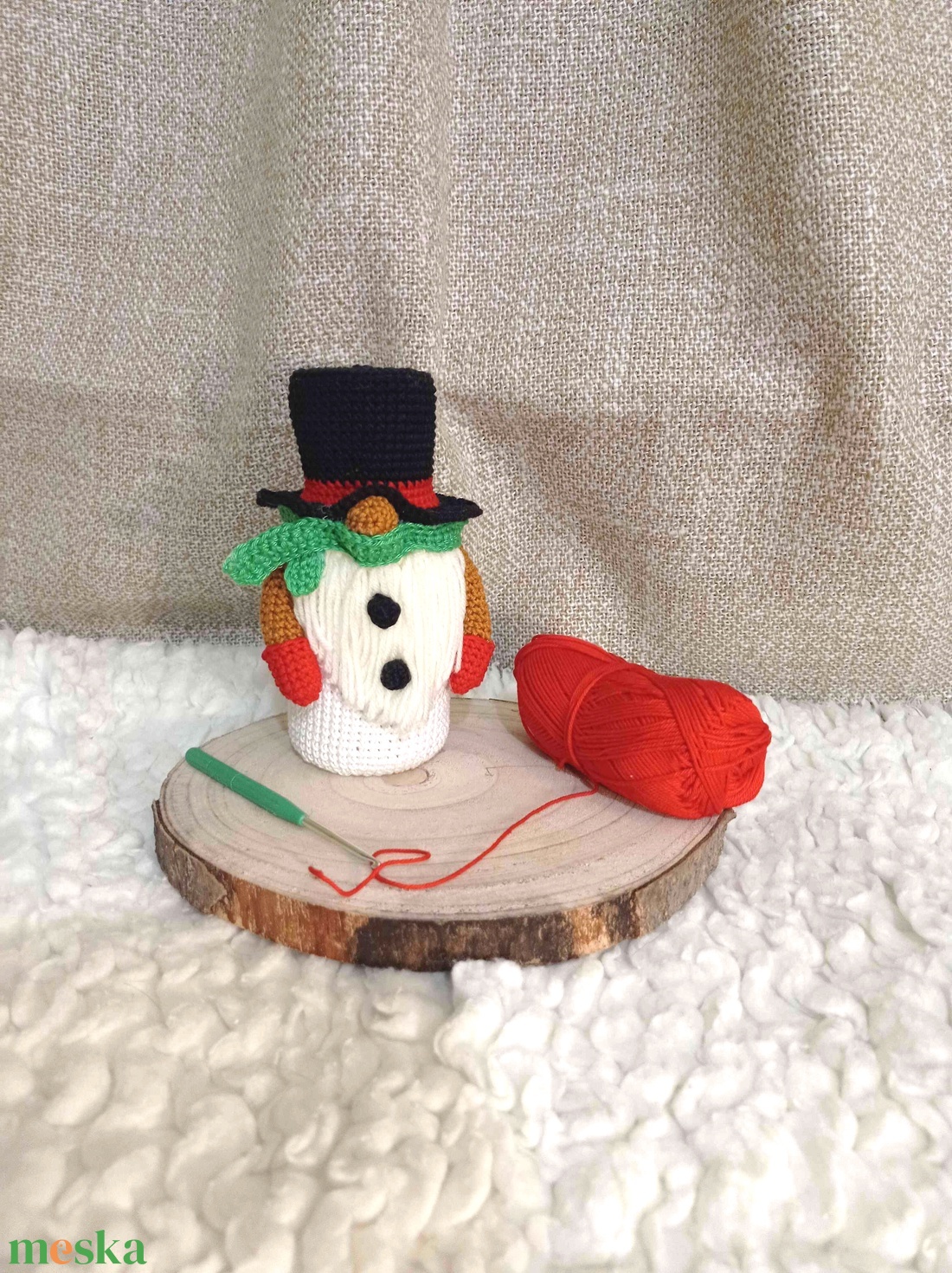 Horgolt manó üvegtároló - karácsony - karácsonyi lakásdekoráció - ünnepi asztaldekoráció - Meska.hu