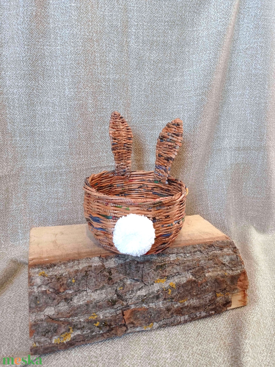 Papírfonott kínálókosár nyuszifüllel - otthon & életmód - tárolás & rendszerezés - tárolókosár - Meska.hu