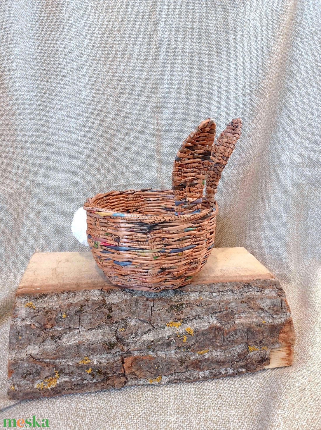 Papírfonott kínálókosár nyuszifüllel - otthon & életmód - tárolás & rendszerezés - tárolókosár - Meska.hu