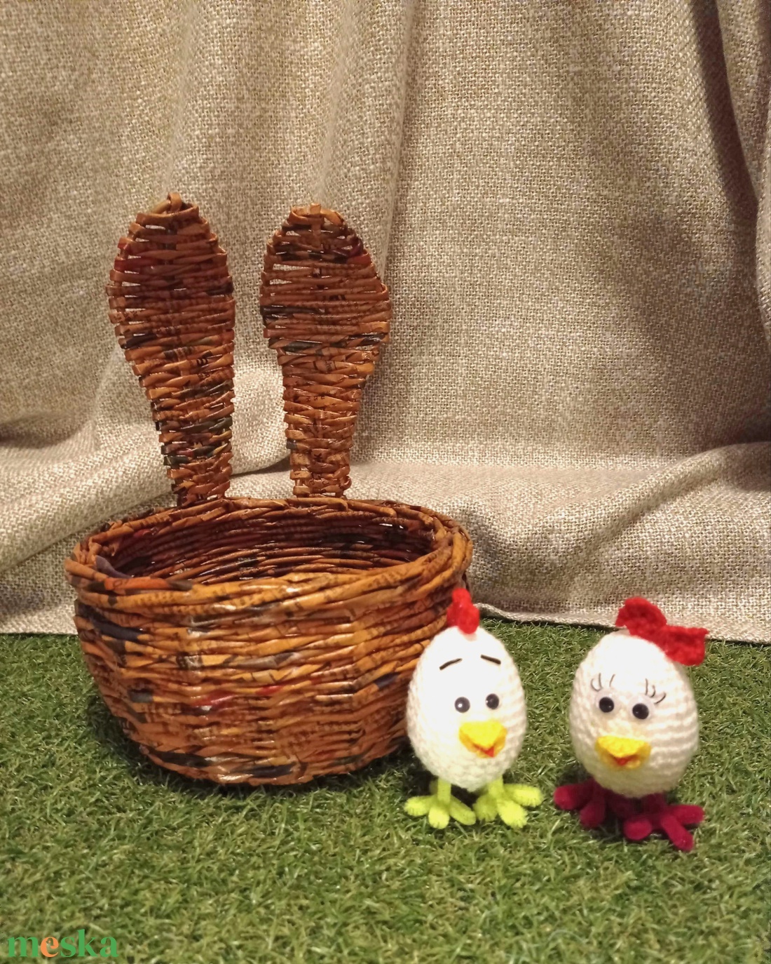Papírfonott kínálókosár nyuszifüllel - otthon & életmód - tárolás & rendszerezés - tárolókosár - Meska.hu