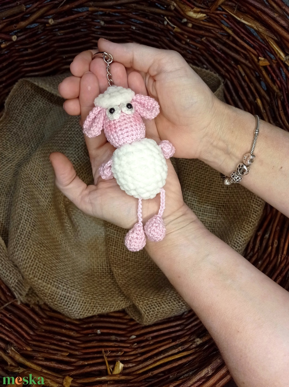 Horgolt kisbárány kulcstartó - táska & tok - kulcstartó & táskadísz - kulcstartó - Meska.hu
