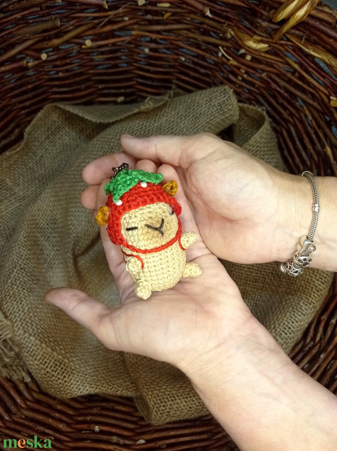 Horgolt kapibara kulcstartó - táska & tok - kulcstartó & táskadísz - kulcstartó - Meska.hu