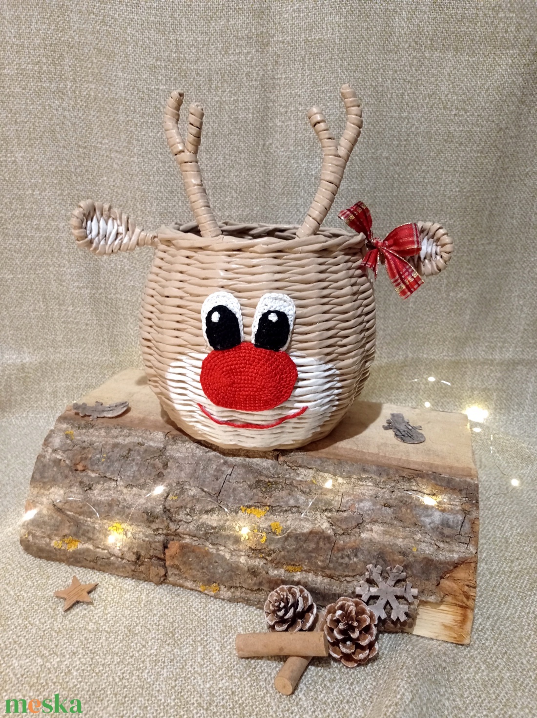 Karácsonyi varázs egy fonott kosárban - otthon & életmód - tárolás & rendszerezés - tárolókosár - Meska.hu