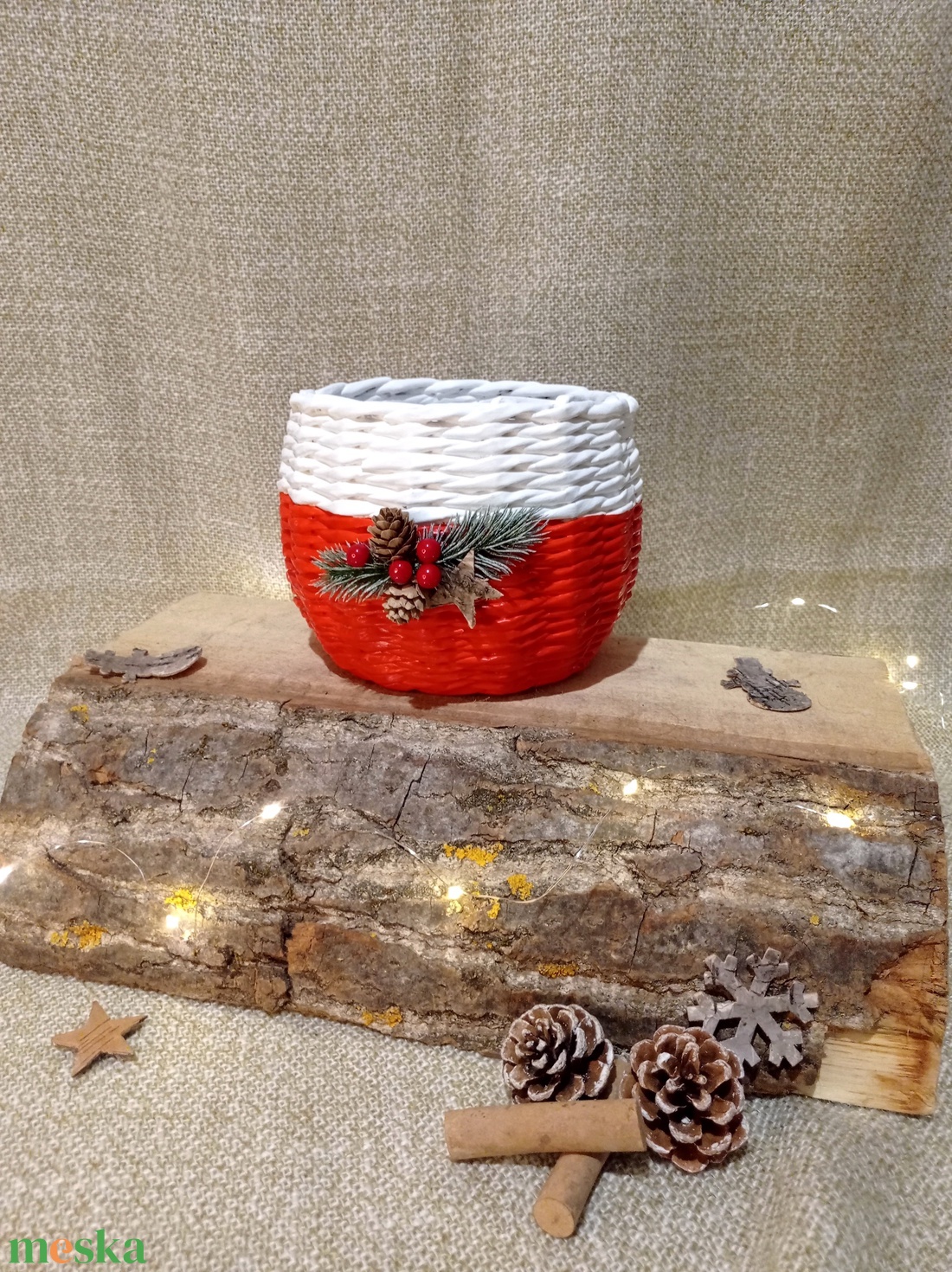 Egy apró kosár, ami karácsonyi csodát rejt - karácsony - karácsonyi lakásdekoráció - ünnepi asztaldekoráció - Meska.hu