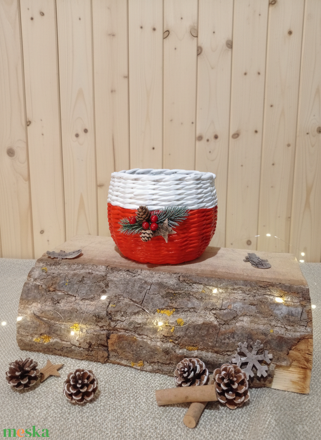 Egy apró kosár, ami karácsonyi csodát rejt - karácsony - karácsonyi lakásdekoráció - ünnepi asztaldekoráció - Meska.hu
