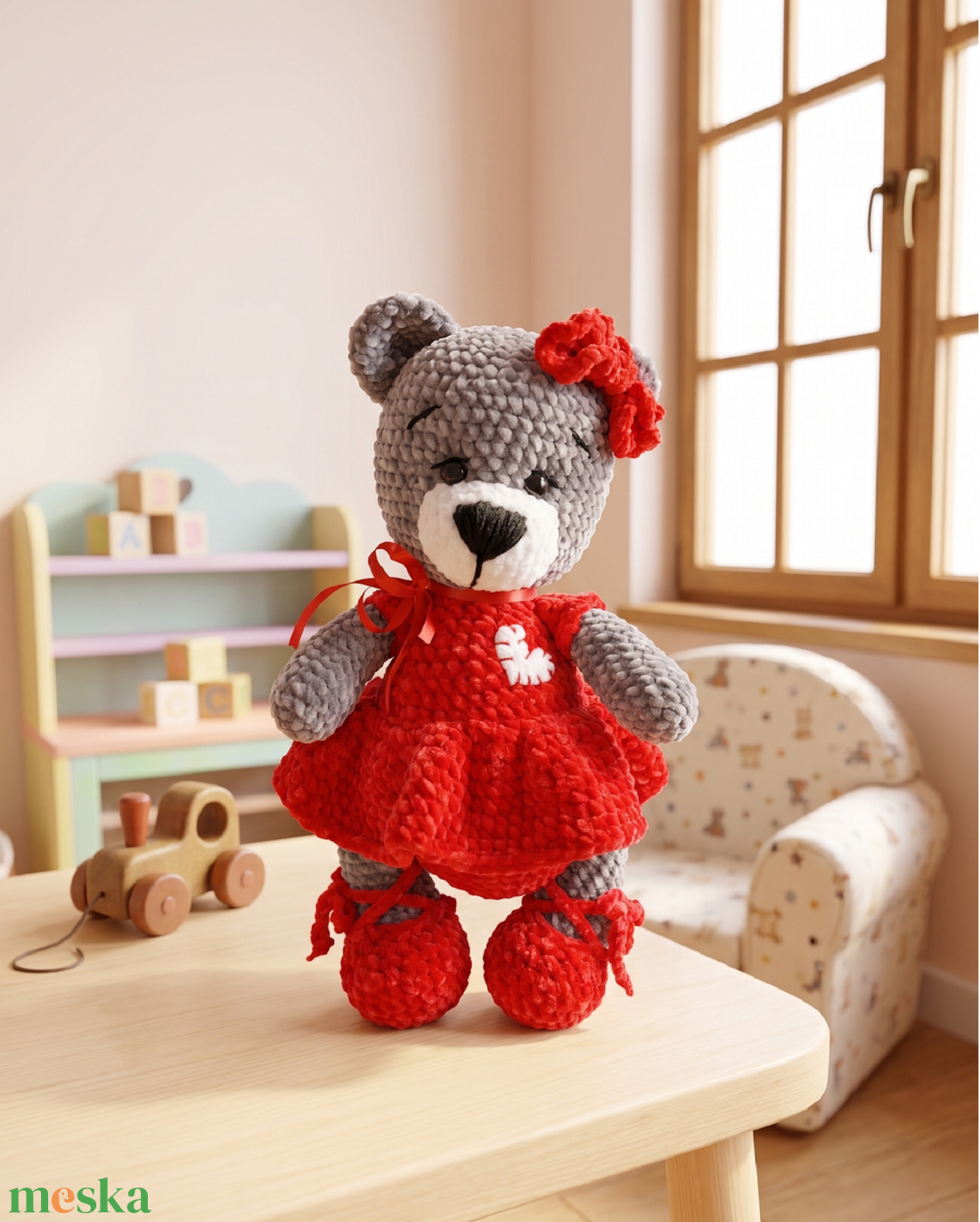 Horgolt mackólány zsenília fonalból - játék & sport - plüssállat & játékfigura - maci - Meska.hu