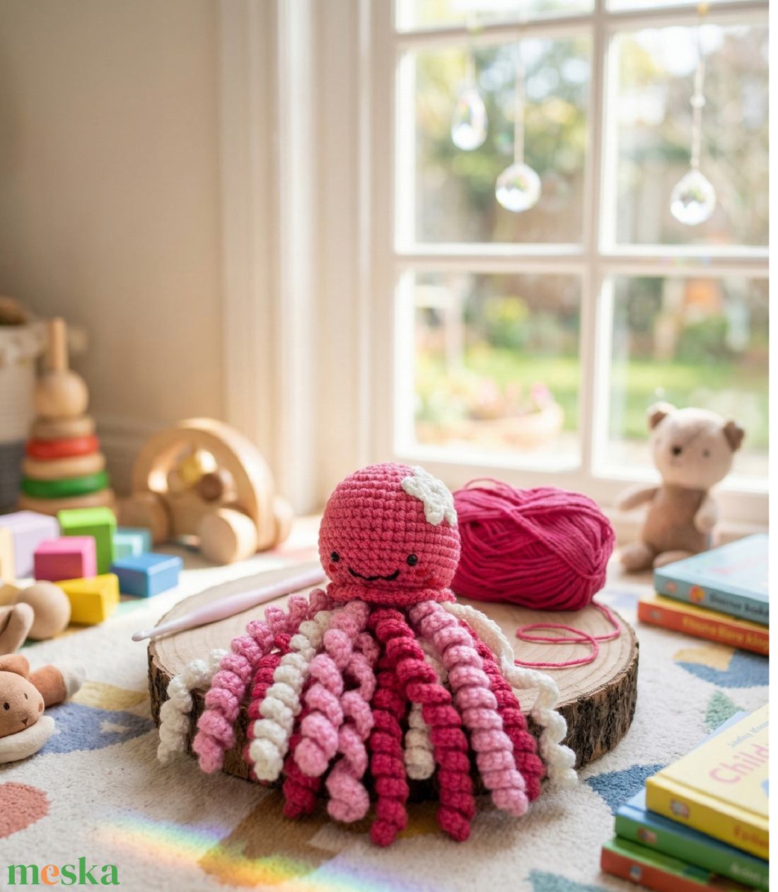 Színes horgolt polip - játék & sport - plüssállat & játékfigura - polip, medúza - Meska.hu