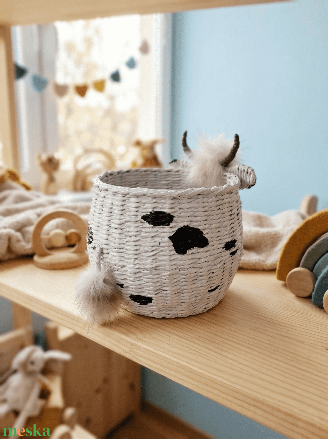 Papírfonott bocis tárolókosár - otthon & életmód - tárolás & rendszerezés - tárolókosár - Meska.hu