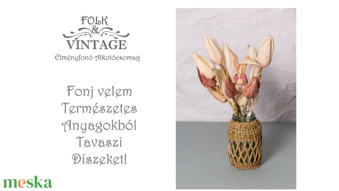 Tavaszi Élményfonó Alkotócsomag - Készíts velem tulipánt és nyuszit csuhéból - diy (csináld magad) - egységcsomag - Meska.hu