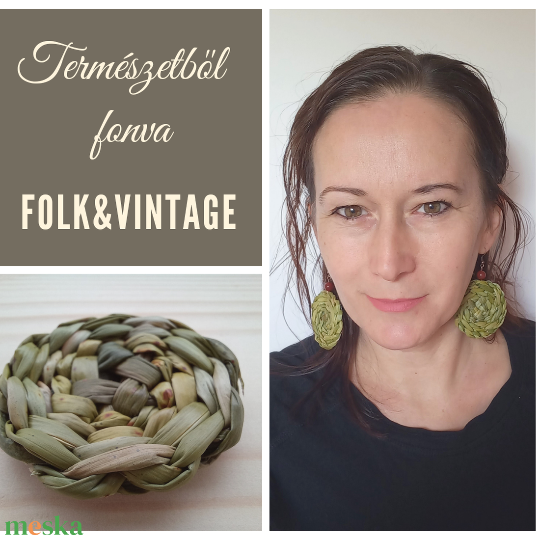 Fonott kör fülbevaló kákából - ékszer - fülbevaló - lógó fülbevaló - Meska.hu Fonott kör fülbevaló kákából - ékszer - fülbevaló - lógó fülbevaló - Meska.hu
