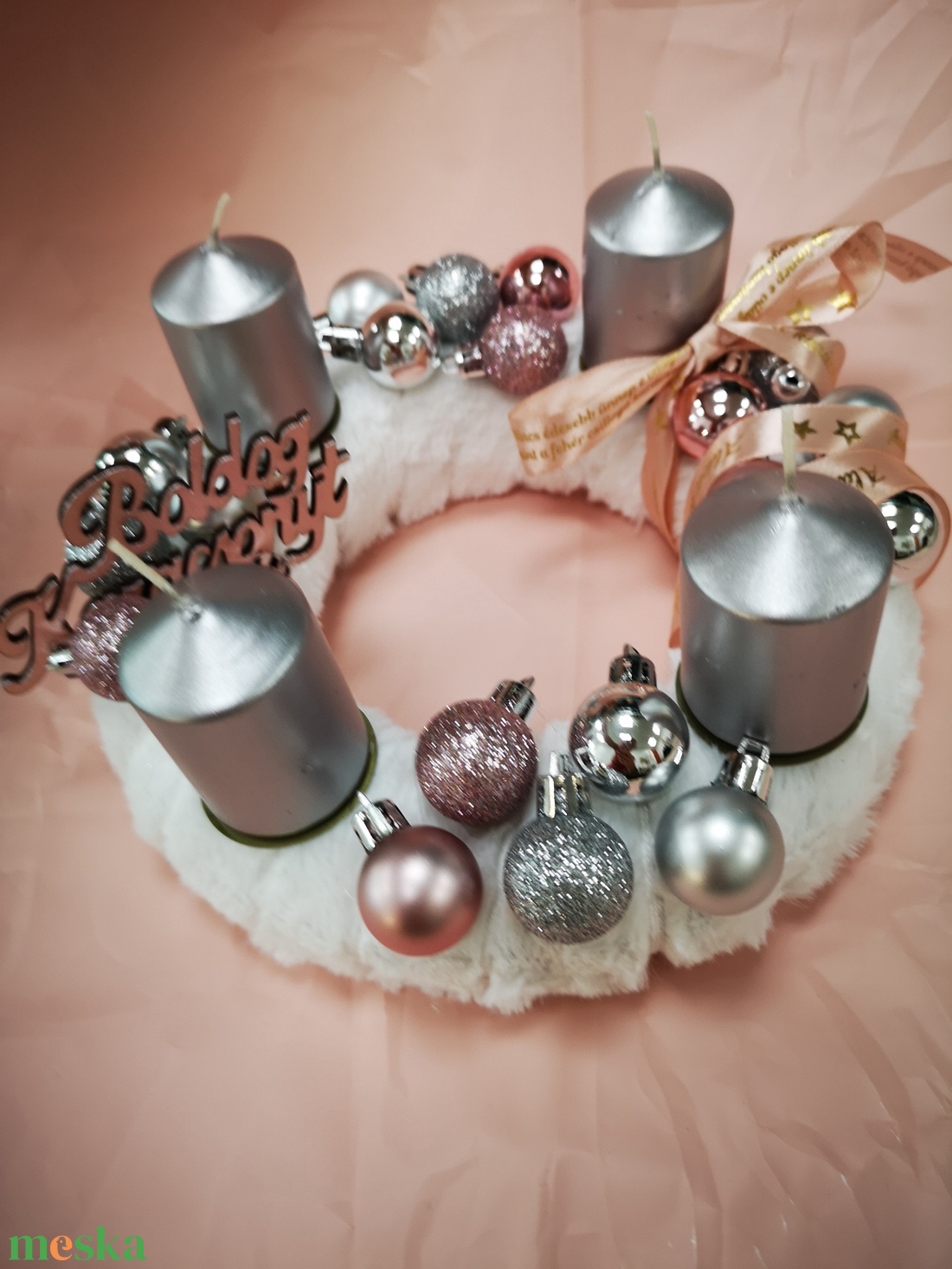 Adventi koszorú, ezüst - karácsony - adventi díszek - adventi koszorú - Meska.hu