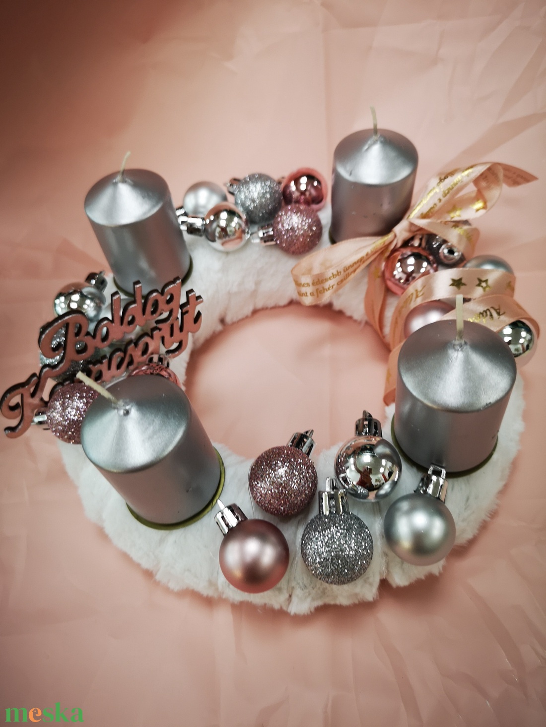 Adventi koszorú, ezüst - karácsony - adventi díszek - adventi koszorú - Meska.hu