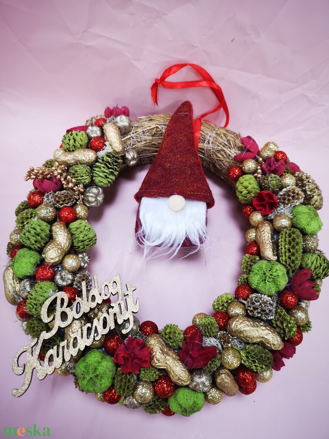 Manós, karácsonyi ajtódísz - karácsony - karácsonyi lakásdekoráció - karácsonyi ajtódíszek - Meska.hu