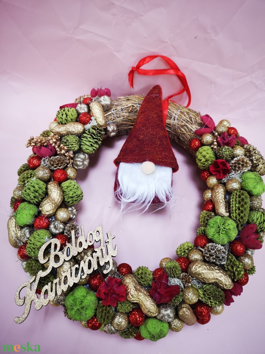 Manós, karácsonyi ajtódísz - karácsony - karácsonyi lakásdekoráció - karácsonyi ajtódíszek - Meska.hu