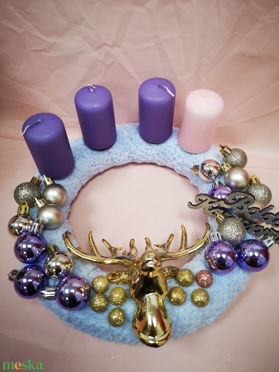 Karácsonyi dekoráció. Szarvasos adventi koszorú  - karácsony - adventi díszek - adventi koszorú - Meska.hu