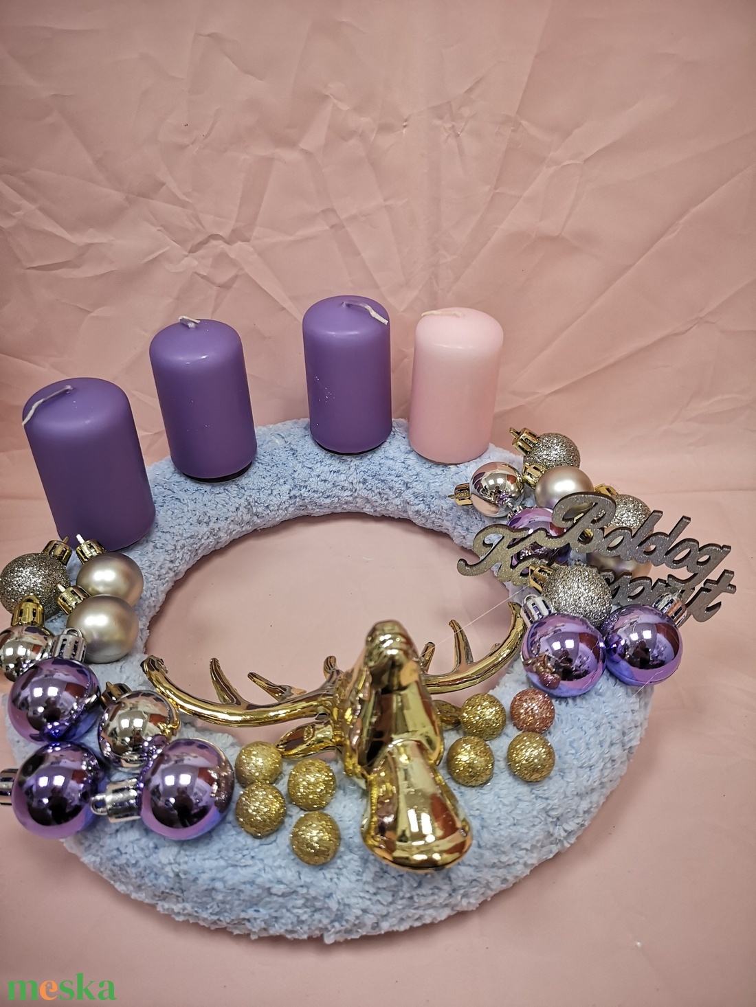 Karácsonyi dekoráció. Szarvasos adventi koszorú  - karácsony - adventi díszek - adventi koszorú - Meska.hu