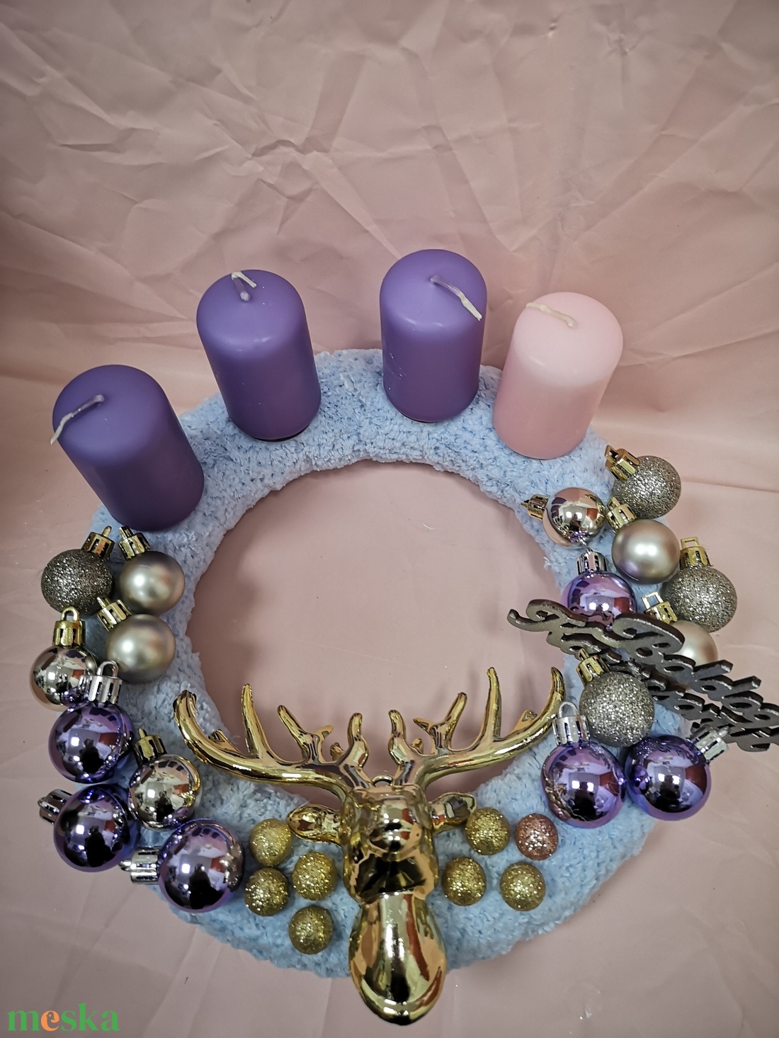 Karácsonyi dekoráció. Szarvasos adventi koszorú  - karácsony - adventi díszek - adventi koszorú - Meska.hu