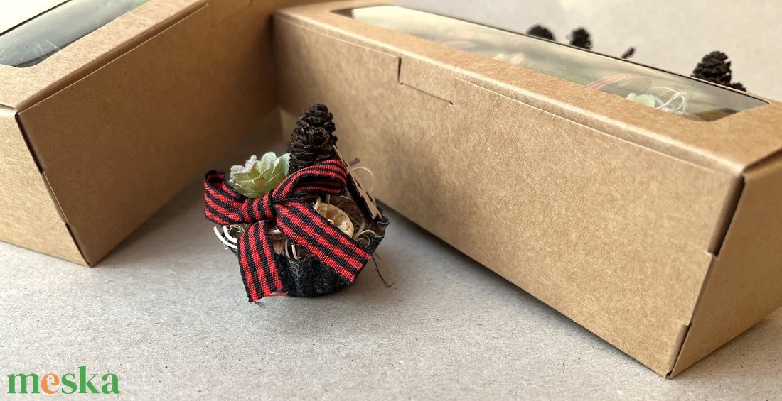  Karácsonyi kosárkák díszdobozban - karácsony - karácsonyi lakásdekoráció - ünnepi asztaldekoráció - Meska.hu