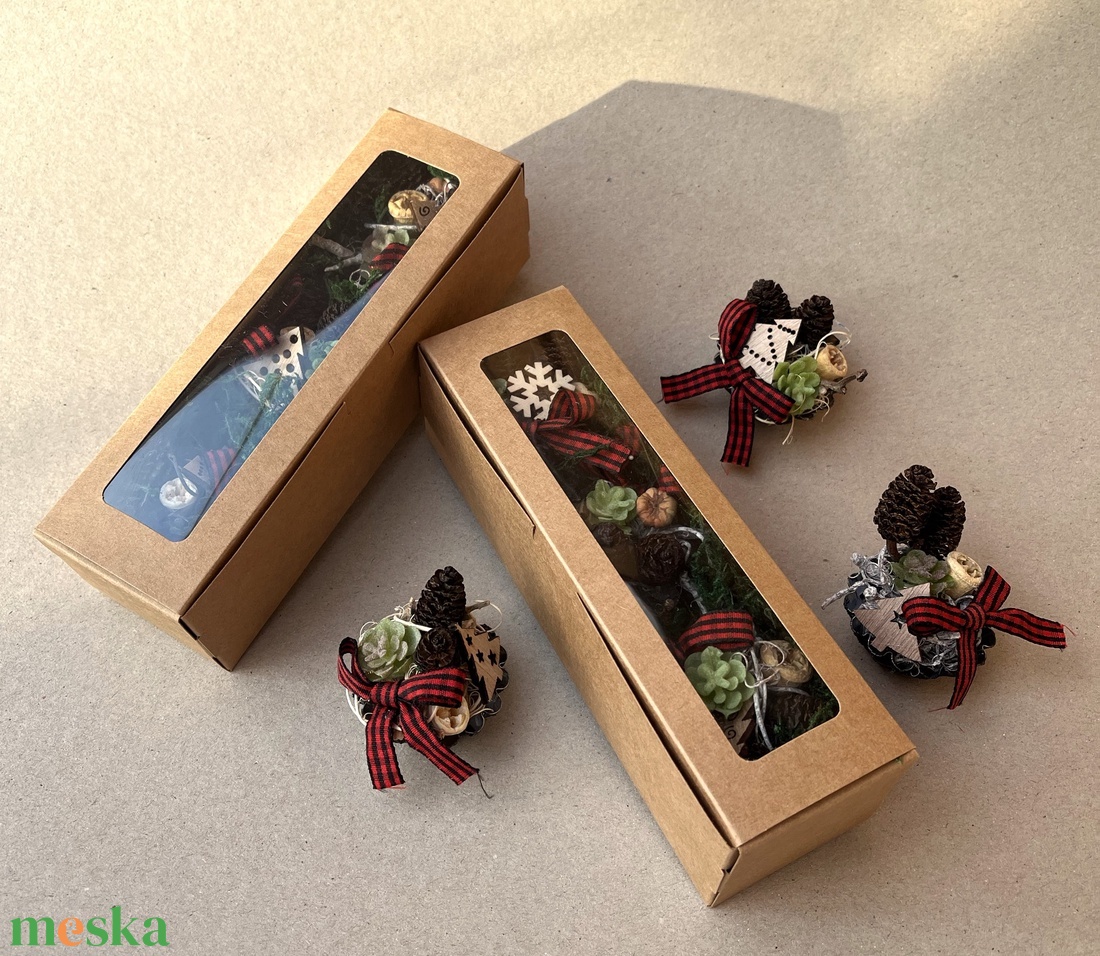  Karácsonyi kosárkák díszdobozban - karácsony - karácsonyi lakásdekoráció - ünnepi asztaldekoráció - Meska.hu