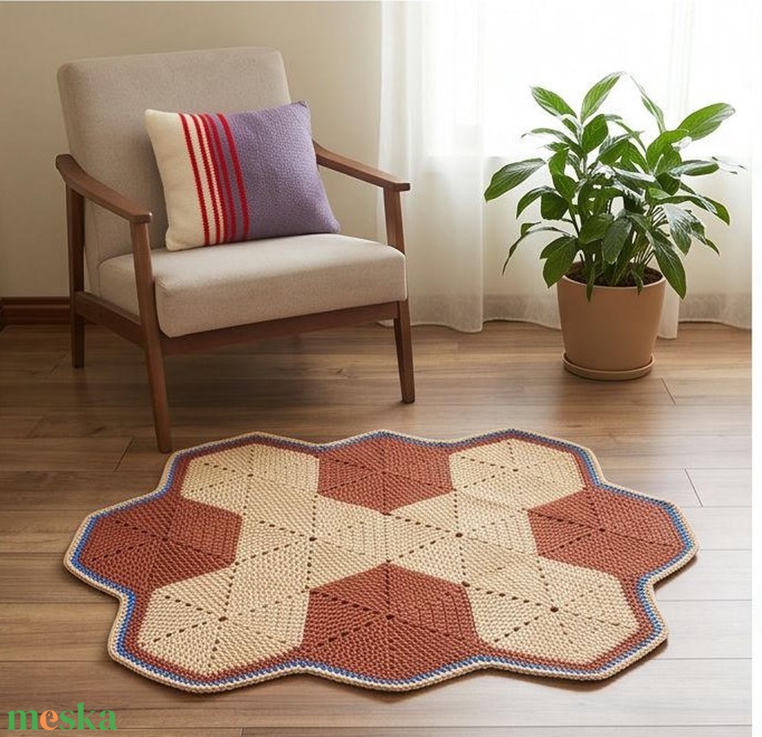 hatszögletű, hexagon  horgolt szőnyeg - otthon & életmód - lakástextil - szőnyeg - horgolt szőnyeg - Meska.hu