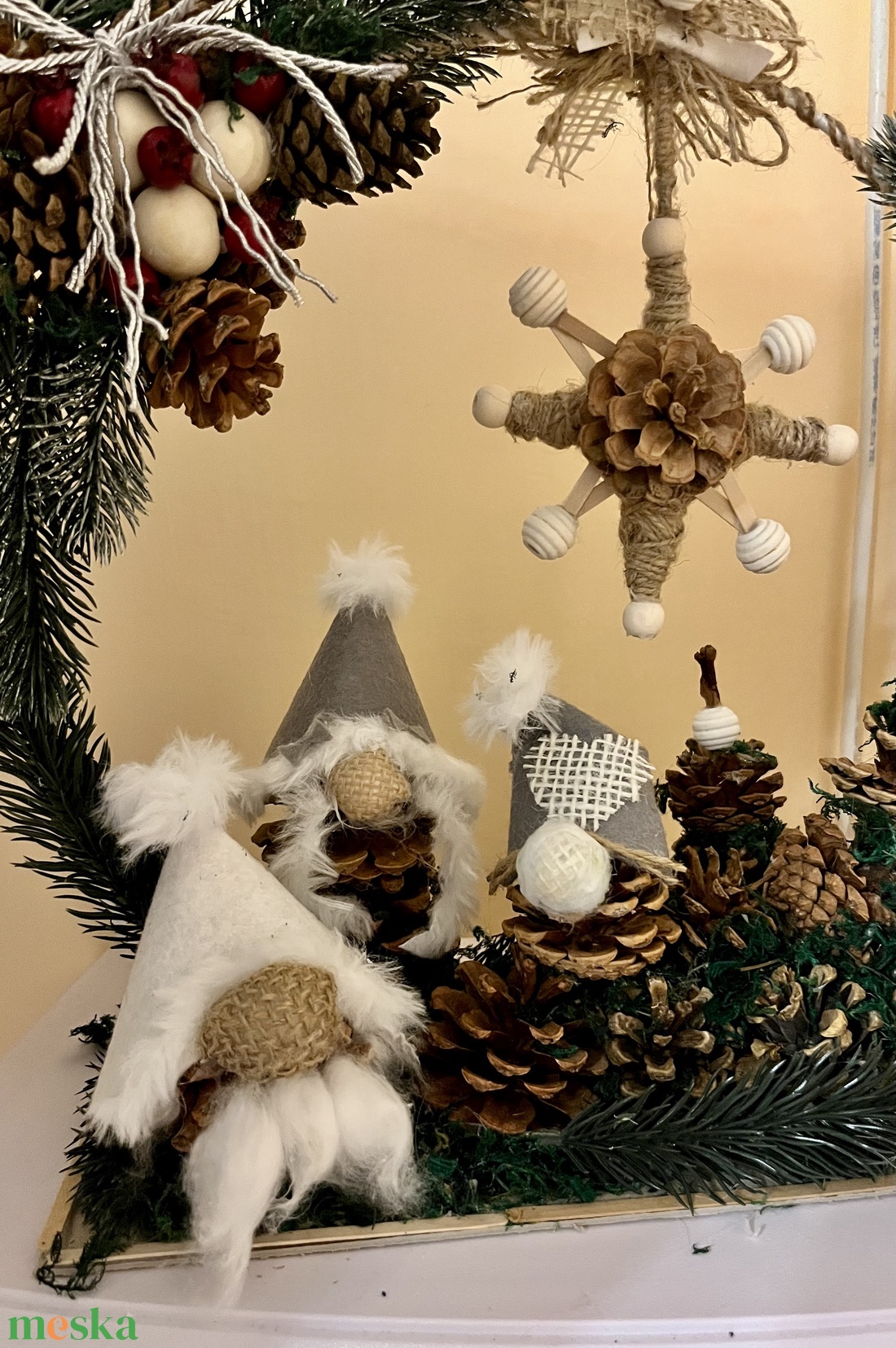 Manó család asztaldísz - karácsony - adventi díszek - adventi asztaldísz - Meska.hu