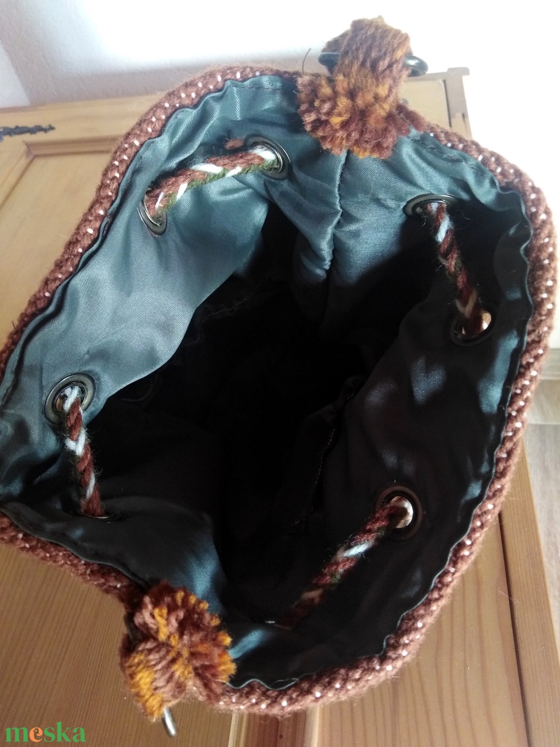 Gyapjú válltáska barna-narancs - táska & tok - kézitáska & válltáska - vállon átvethető táska - Meska.hu