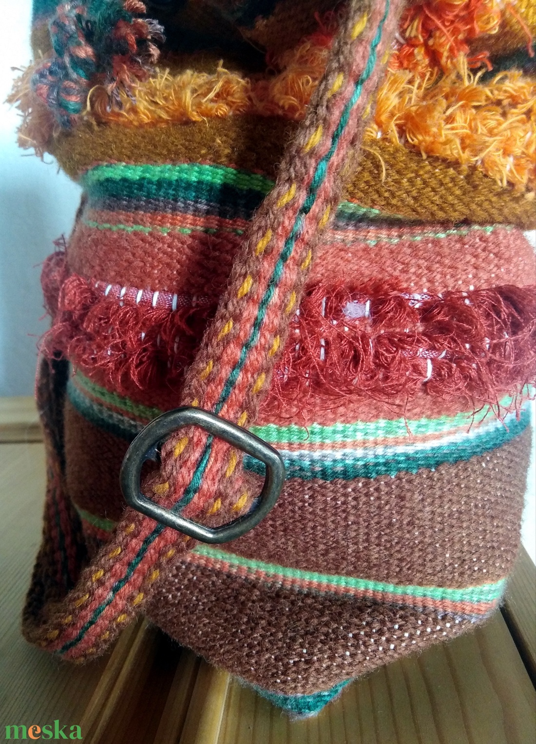 Gyapjú válltáska barna-narancs - táska & tok - kézitáska & válltáska - vállon átvethető táska - Meska.hu