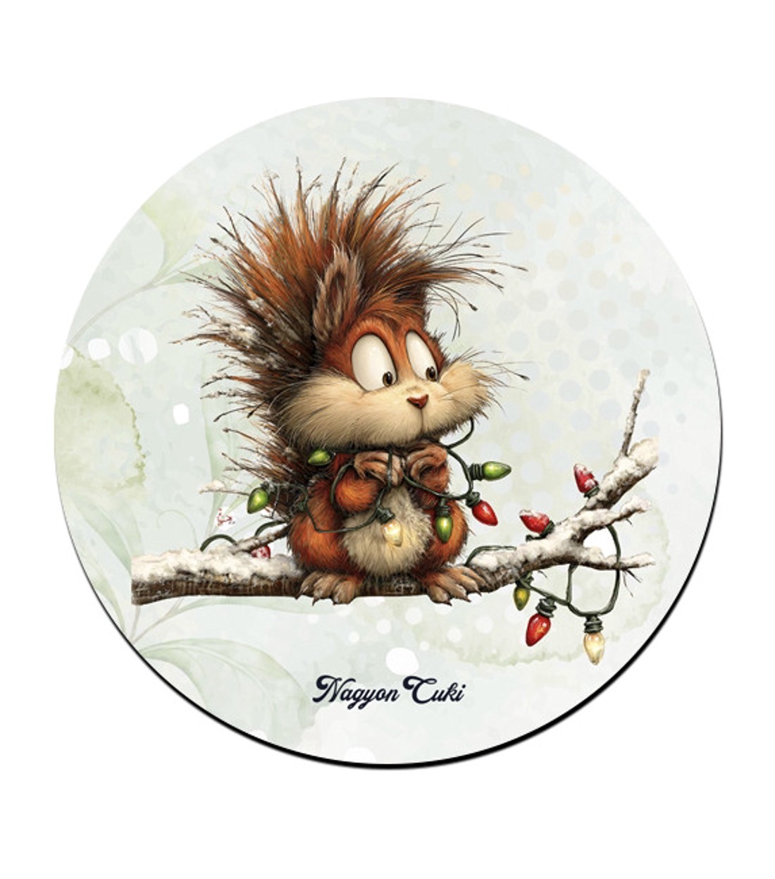 Cuki karácsonyi mókus és az égősor mintás pohár alátét -  - Meska.hu