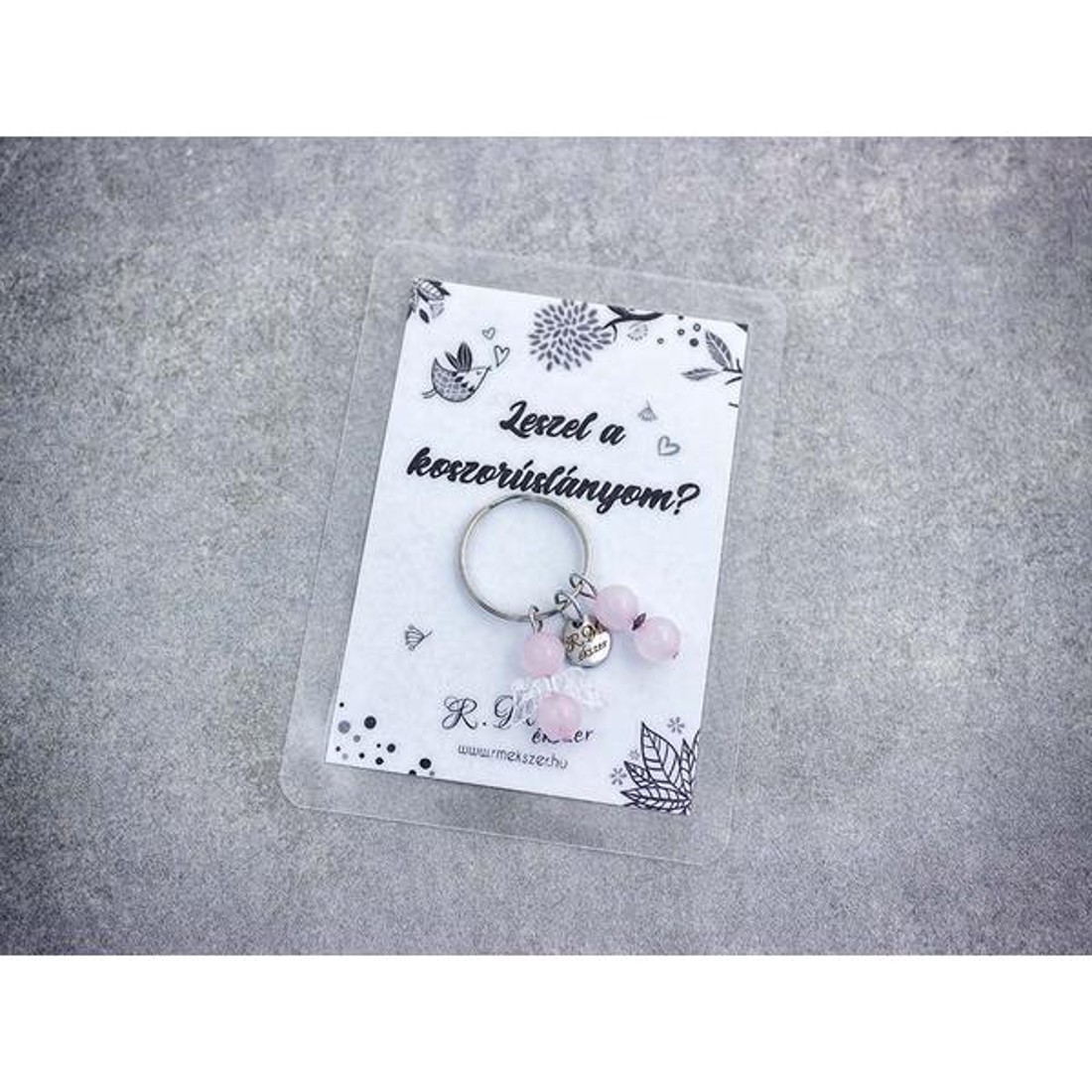 Leszel a koszorúslányom kulcstartó rózsakvarccal - esküvő - meghívó & kártya - tanú felkérő - Meska.hu