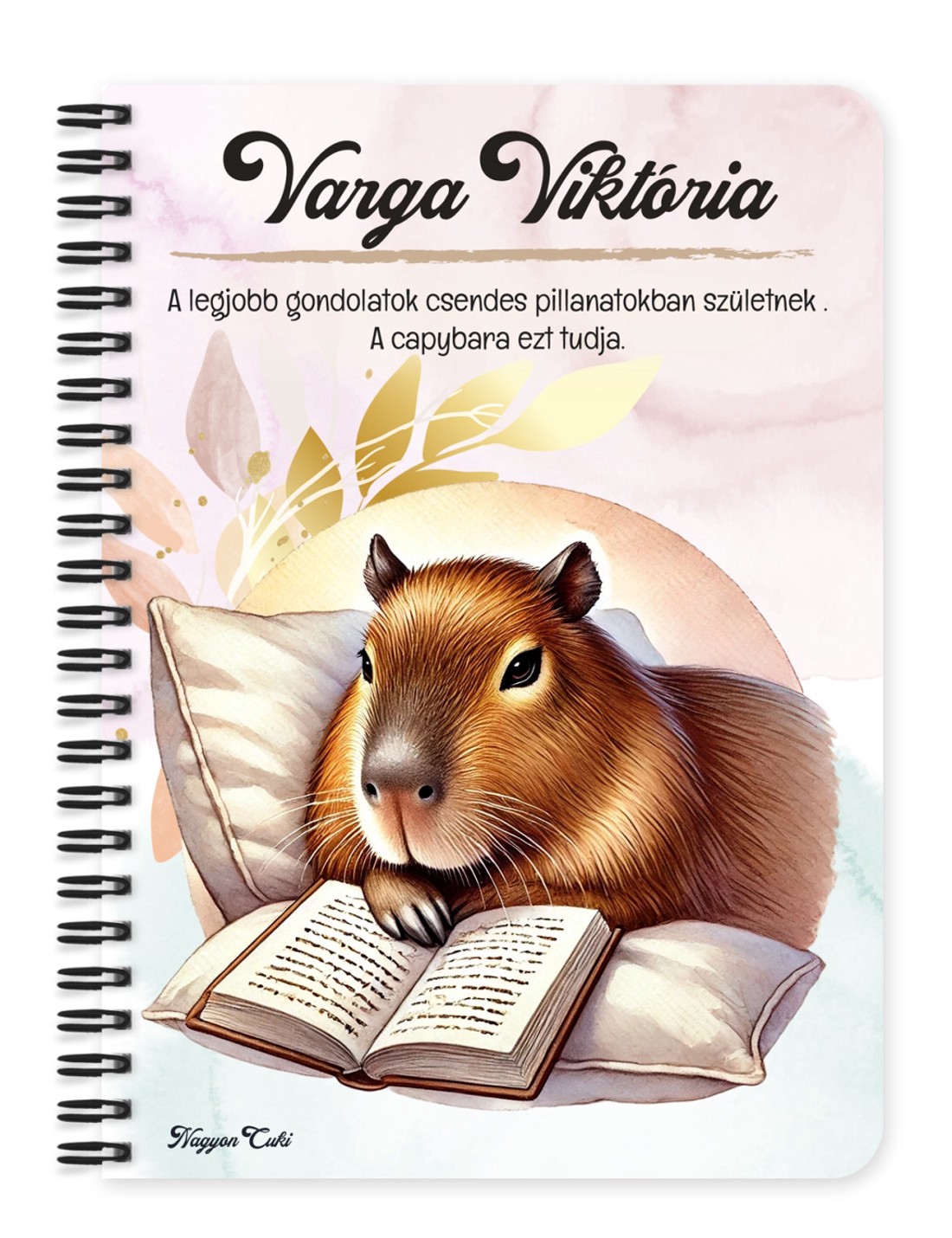 Személyre szabható - Könyvmoly capybara mintás A6-os füzet - otthon & életmód - papír, írószer - jegyzetfüzet & napló - Meska.hu