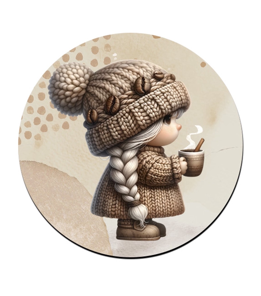 Tündéri kávés manó lány mintás bögre alátét -  - Meska.hu