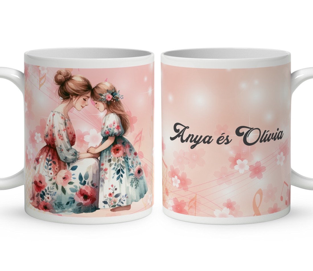 Kérd a neveddel - Anya és lánya együtt mintás bögre - otthon & életmód - konyhafelszerelés, tálalás - tálalás - bögre & csésze - Meska.hu