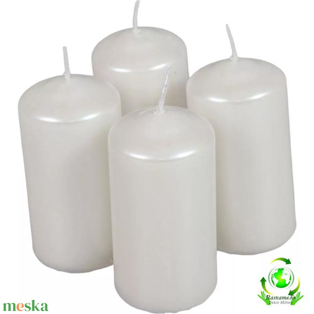 Metál henger gyertya szett 50x100mm - fehér - kellékek & szerszámok - dekorációs kellékek - dekorációs gyertya - Meska.hu