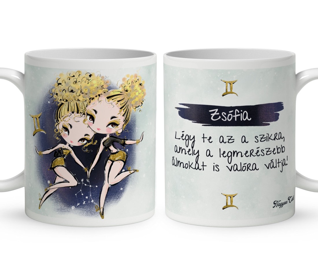 Személyre szabható - Szőke hajú Csini Ikrek lány mintás bögre - otthon & életmód - konyhafelszerelés, tálalás - tálalás - bögre & csésze - Meska.hu