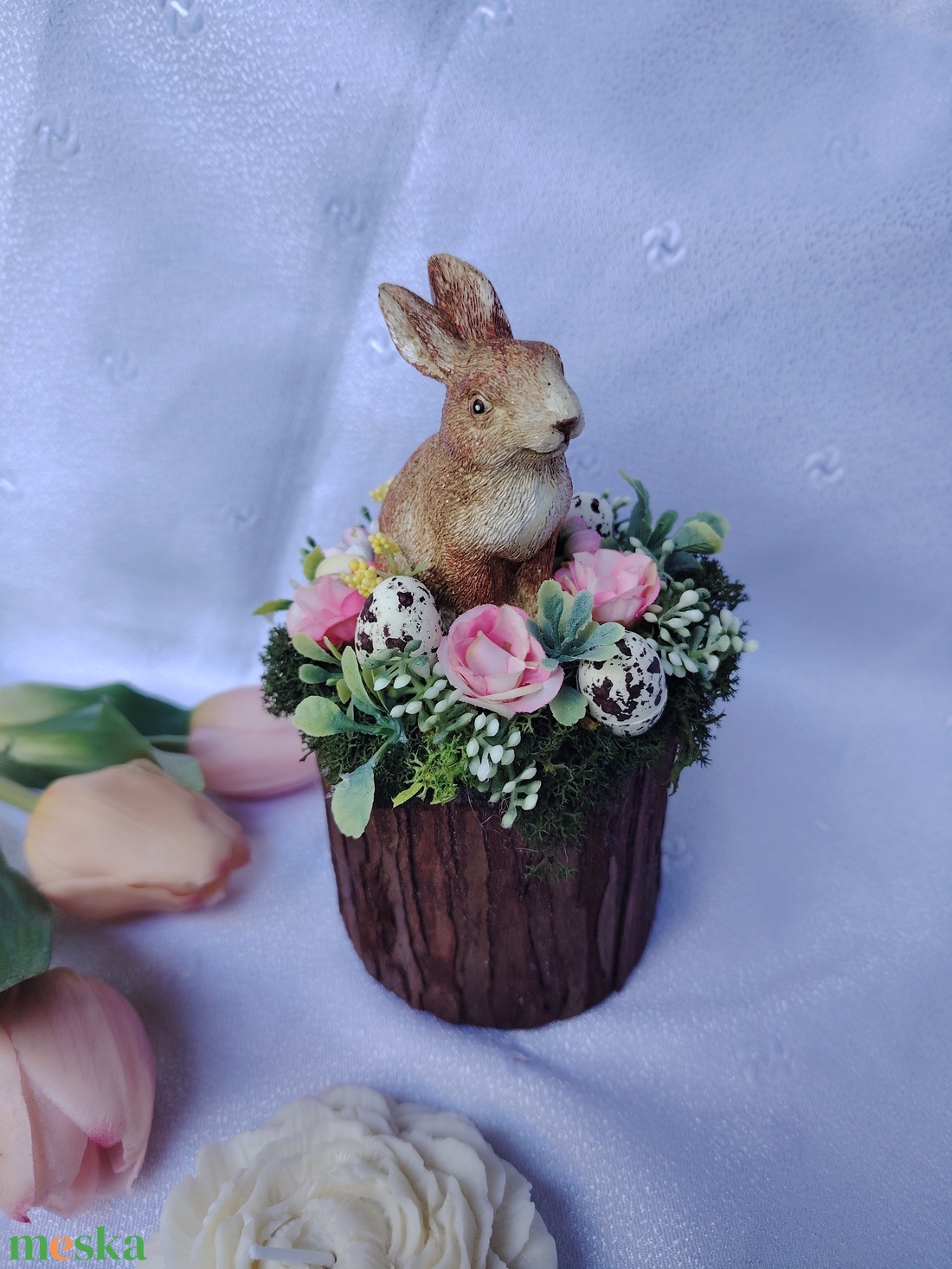 Nyuszi ül a fűben - otthon & életmód - dekoráció - virágdísz és tartó - virágtartó - Meska.hu
