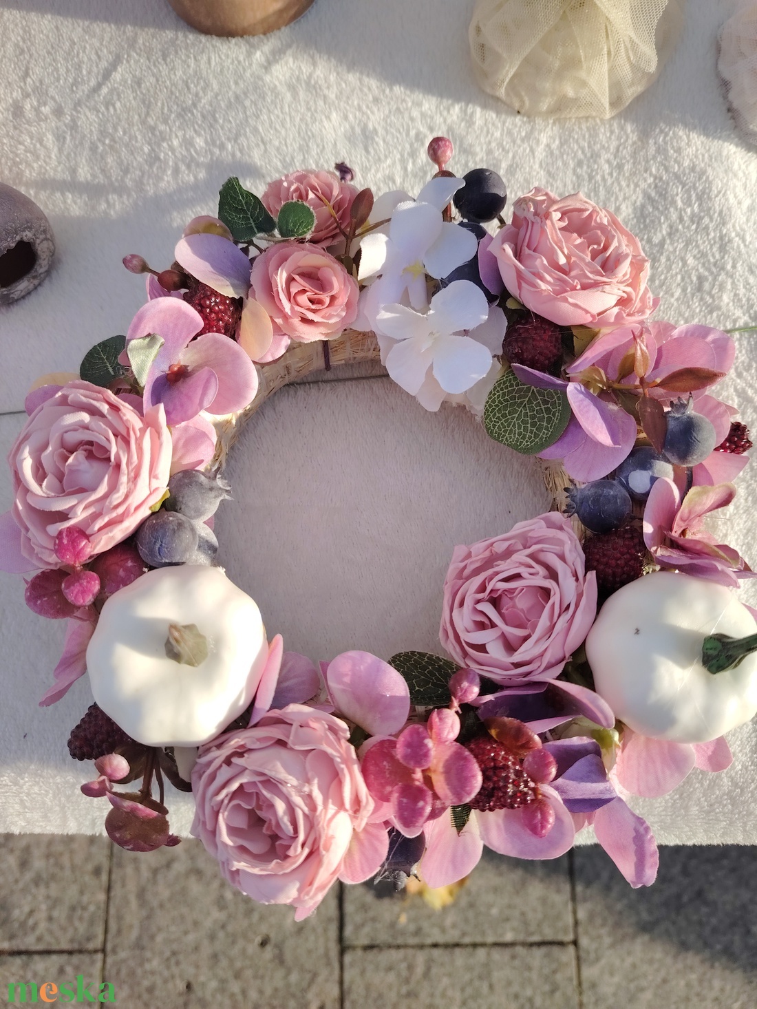 Rózsaszín pasztell tökös koszorú - otthon & életmód - dekoráció - virágdísz és tartó - csokor & virágdísz - Meska.hu Rózsaszín pasztell tökös koszorú - otthon & életmód - dekoráció - virágdísz és tartó - csokor & virágdísz - Meska.hu