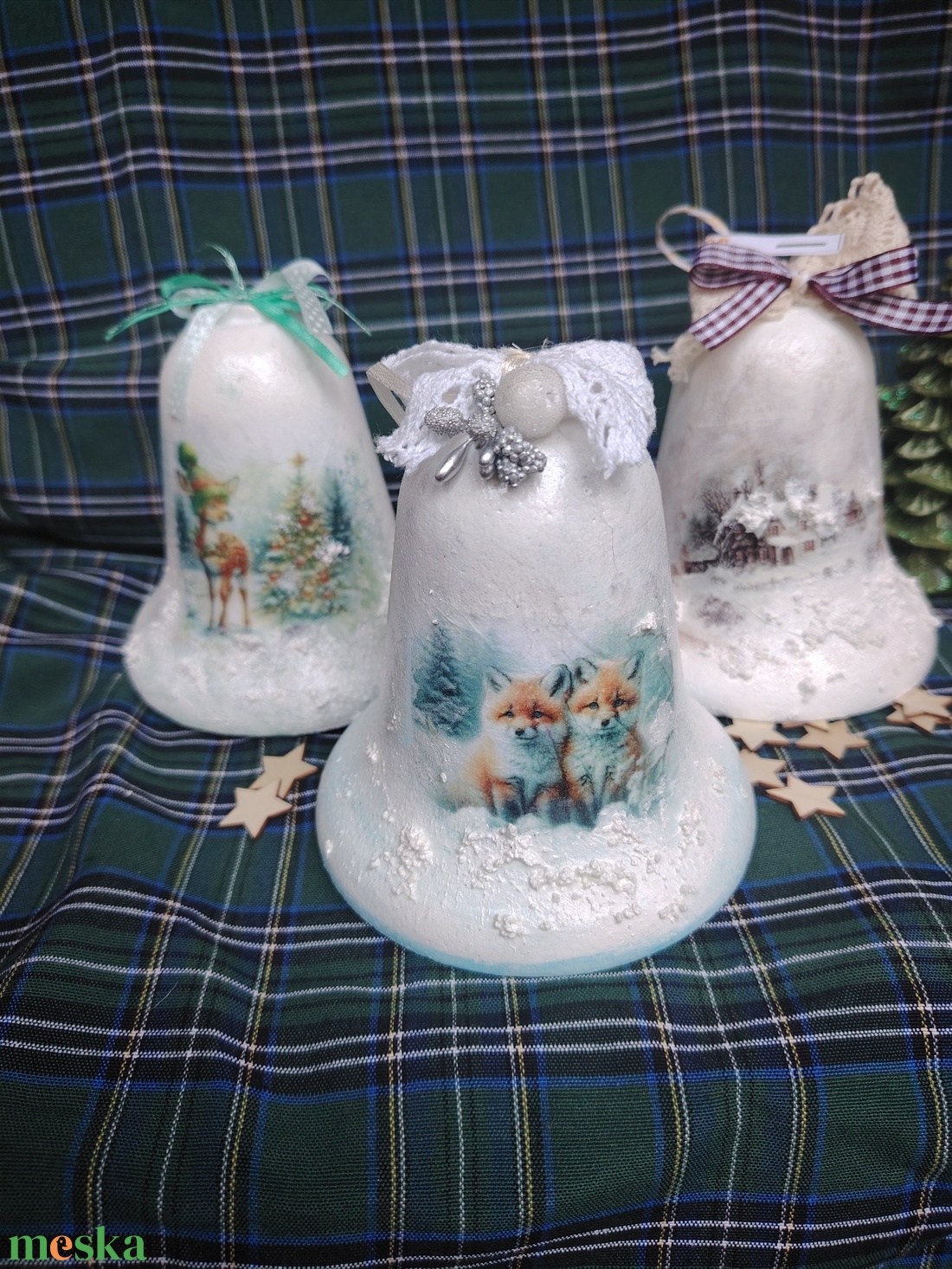 Karácsonyi harangok - karácsony - adventi díszek - adventi koszorú - Meska.hu