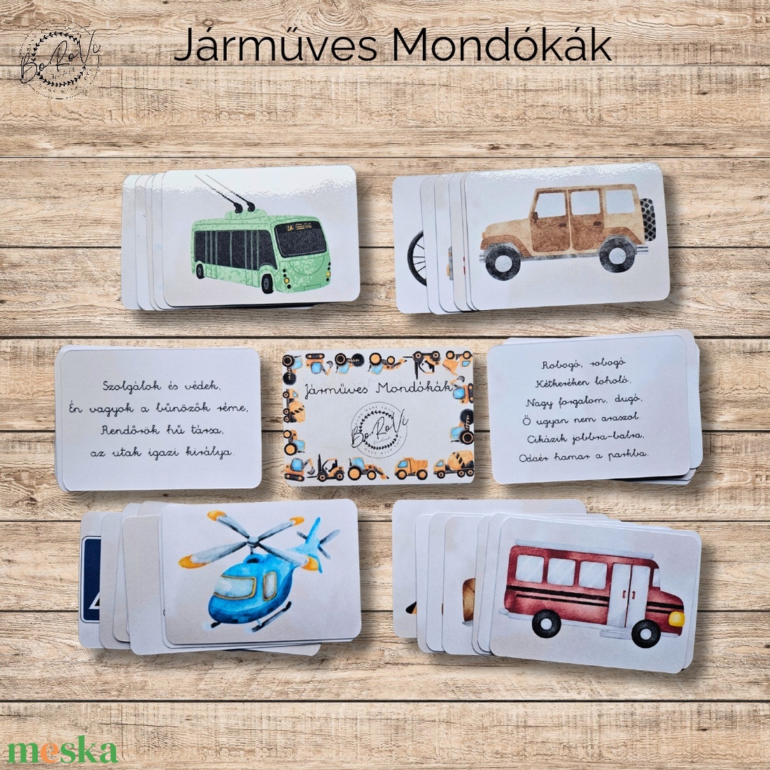 Járműves Mondókák kártyacsomag - játék & sport - készségfejlesztő és logikai játék - oktató játékok - Meska.hu