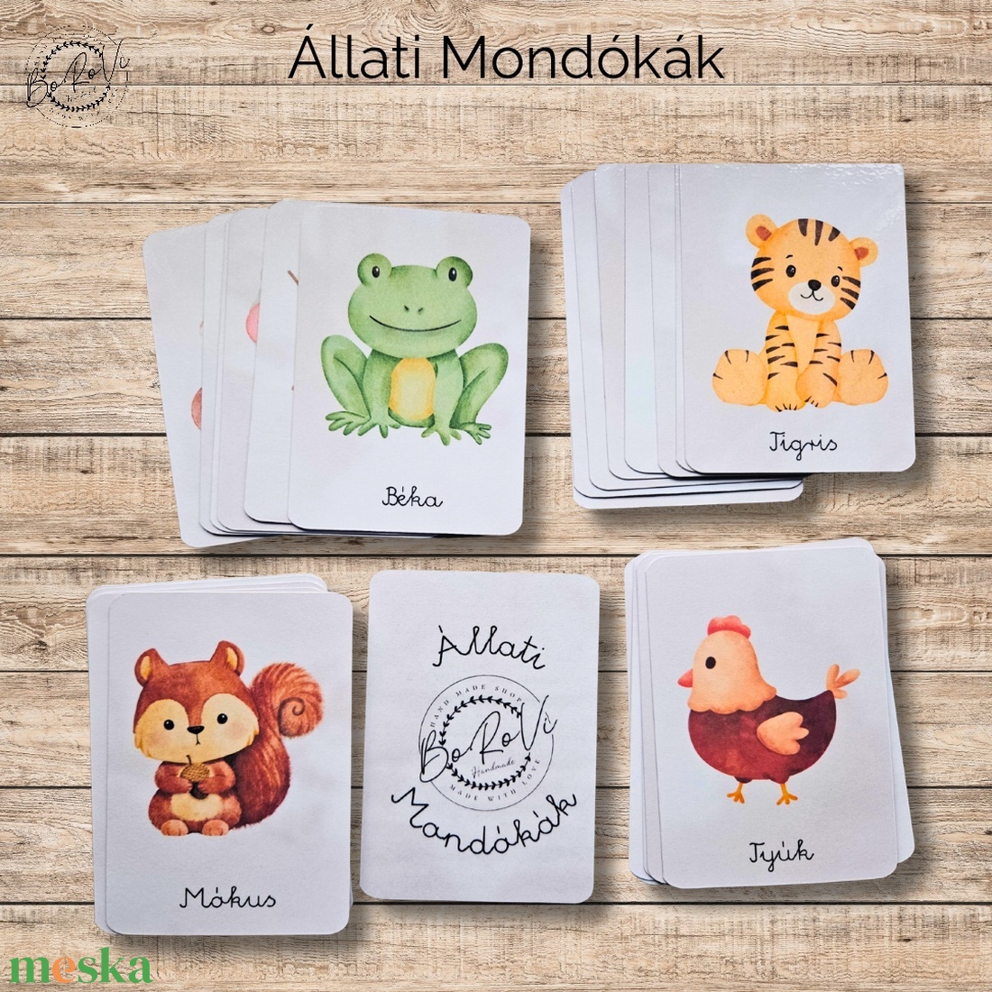 Állati Mondókák, Mondókás kártyacsomag, DIGITÁLIS - játék & sport - készségfejlesztő és logikai játék - oktató játékok - Meska.hu
