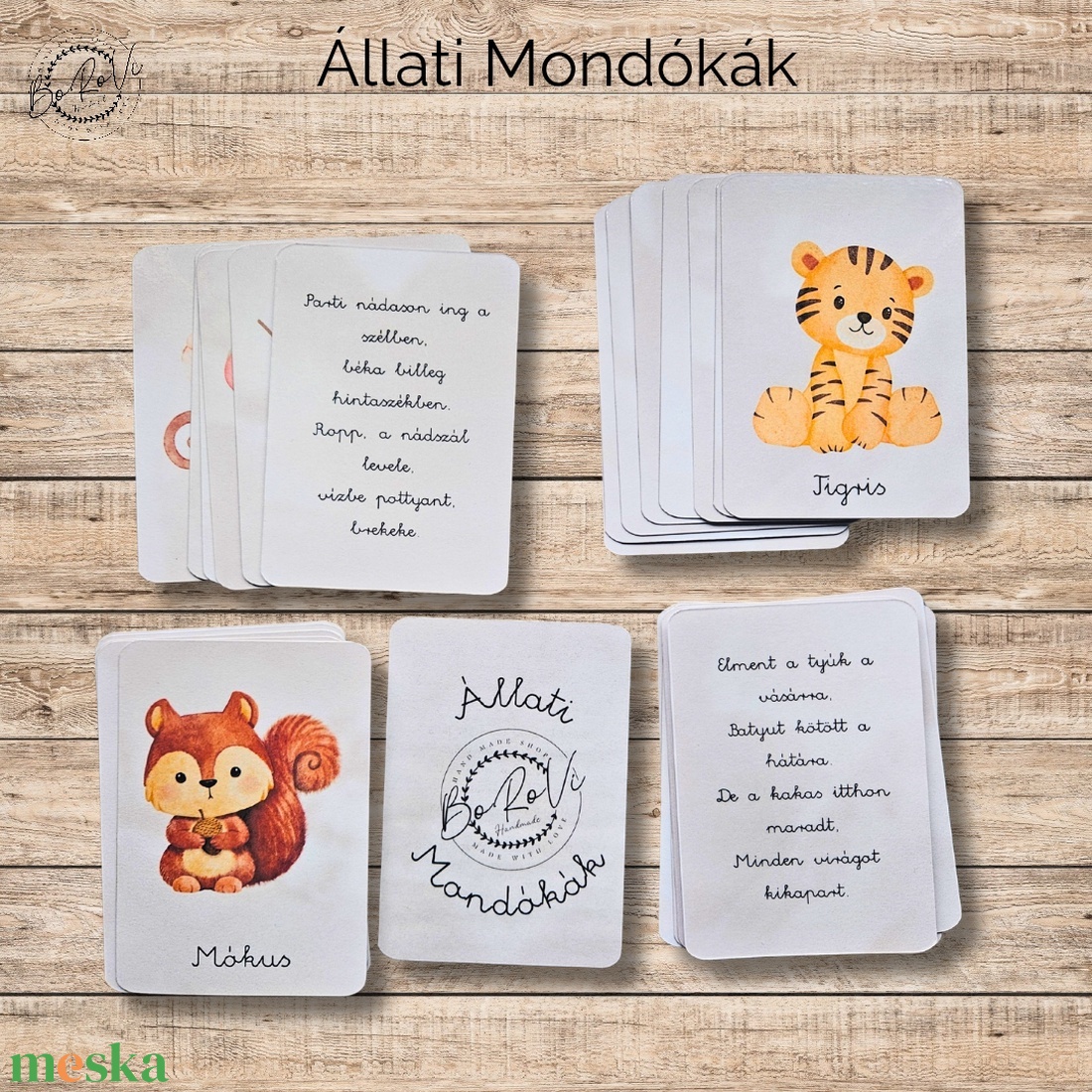 Állati Mondókák, Mondókás kártyacsomag, DIGITÁLIS - játék & sport - készségfejlesztő és logikai játék - oktató játékok - Meska.hu
