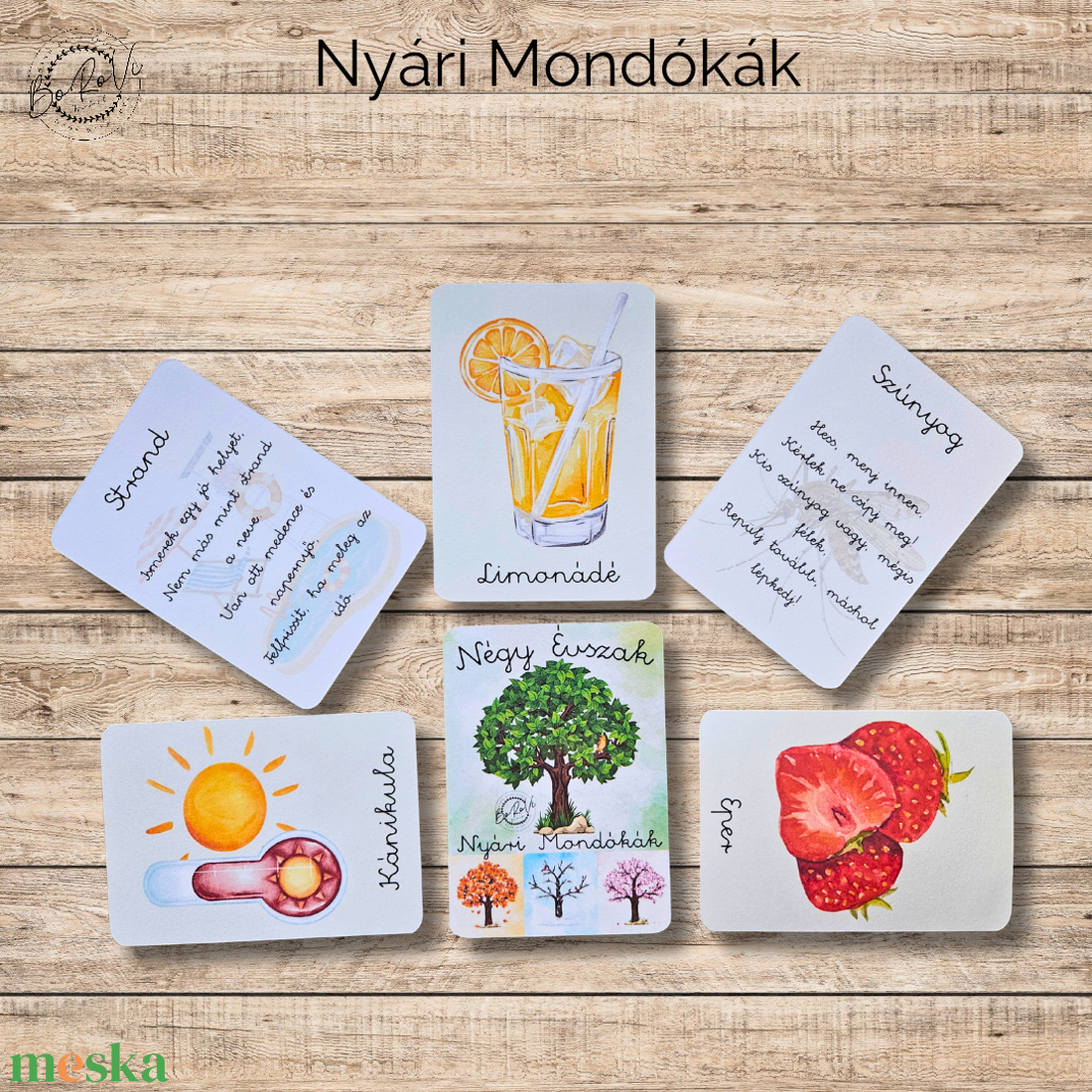 Négy Évszak-Nyári Mondókák kártyacsomag - játék & sport - készségfejlesztő és logikai játék - oktató játékok - Meska.hu