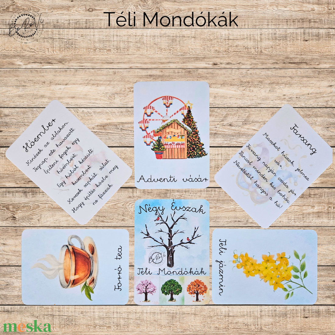 Négy Évszak-Téli Mondókák kártyacsomag - játék & sport - készségfejlesztő és logikai játék - oktató játékok - Meska.hu